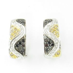 Vintage 14 Karat White Gold Black and White Diamond Earrings #4830